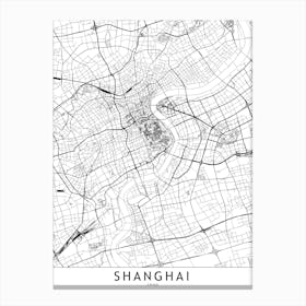 Shanghai White Map Canvas Print