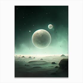 Green Planets In Space Canvas Print