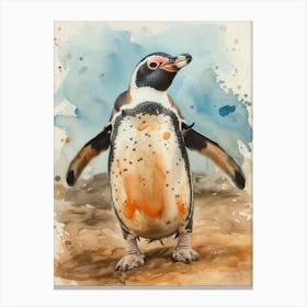 Humboldt Penguin Cooper Bay Watercolour Painting 1 Canvas Print