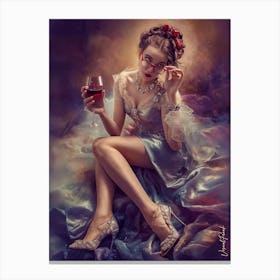 Princess With A Glass Of Wine 2 Canvas Print