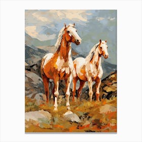 Horses Painting In Rocky Mountains Colorado, Usa 1 Canvas Print
