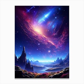 Celestial Landscape Fractals Of Bright Stars Form Intricate Patterns Each Star Glowing With Cosmic (3) Canvas Print