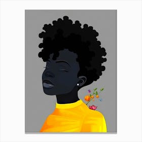 Black Girl With Flowers 1 Canvas Print