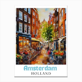 Netherlands Amsterdam, travel poster, wall art print, Amsterdam painting,21 Canvas Print