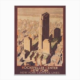 Rockefeller Center New York Vintage Travel Poster Canvas Print
