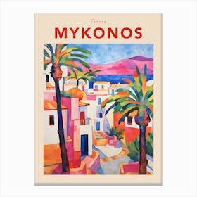 Mykonos Greece 4 Fauvist Travel Poster Canvas Print