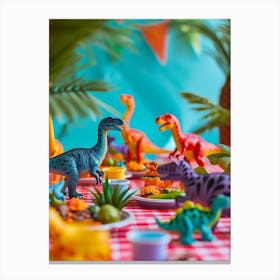 Pastel Toy Dinosaur Party 4 Canvas Print