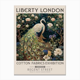 Liberty London Print William Morris Textiles White Peacock Canvas Print