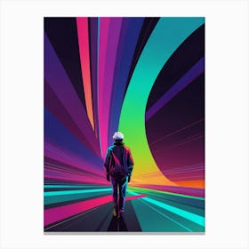 Man Walking Through A Colorful Tunnel 2 Canvas Print