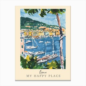 My Happy Place Genoa 3 Travel Poster Canvas Print