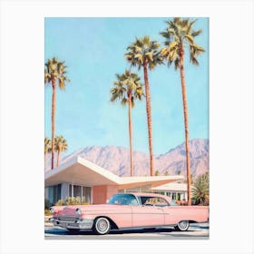 Pink Car In Palm Springs Canvas Print