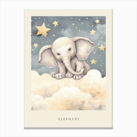 Sleeping Baby Elephant Nursery Poster Canvas Print
