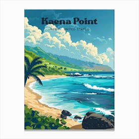 Kaena Point Hawaii Island Digital Travel Art Canvas Print