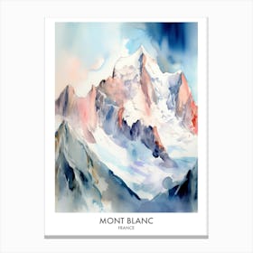 Mont Blanc France Watercolour Travel Poster 3 Canvas Print