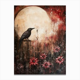 Crow At The Moon Canvas Print