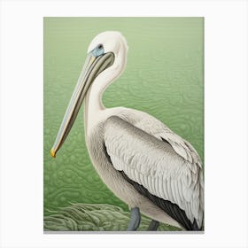 Ohara Koson Inspired Bird Painting Brown Pelican 4 Canvas Print
