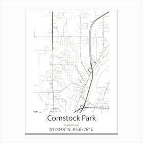 Comstock Park,United States Minimalist Map 1 Canvas Print