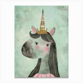 Pastel Unicorn Princess Storybook Style Canvas Print