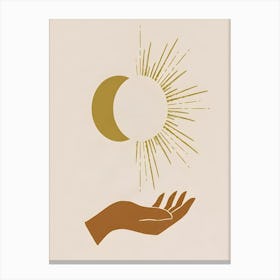 Hand Holding The Sun Canvas Print