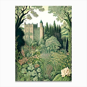 Powys Castle And Garden, United Kingdom Vintage Botanical Canvas Print