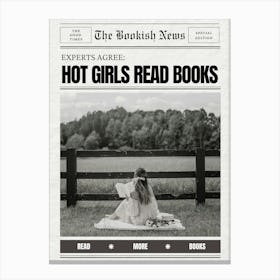 Hot Girls Read Books Newspaper Poster Canvas Print