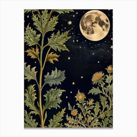 Moon And Stars Style William Morris 2 Art Print Canvas Print