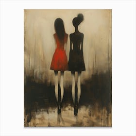 Two Girls In Red Dresses Canvas Print