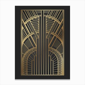 Art Deco Pattern 1 Black and Gold 1 Canvas Print