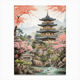 Historical Castles And Temples Japanese Style 1 Canvas Print