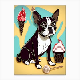 Boston Terrier Ice Cream 1 Canvas Print