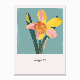 Daffodil 3 Square Flower Illustration Poster Canvas Print