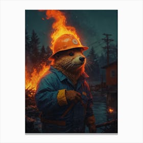 Bear In A Helmet Canvas Print