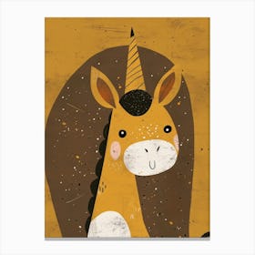 Giraffe Unicorn Muted Pastels Mustard Canvas Print