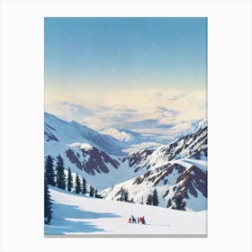 Mount Hutt, New Zealand Vintage Skiing Poster Canvas Print