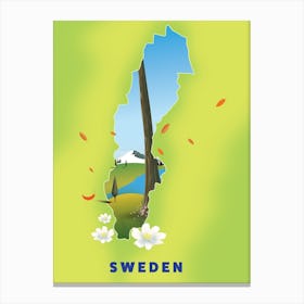 Sweden Travel map Canvas Print