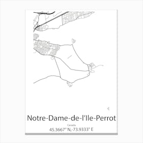 Notre Dame De L Ile Perrot,Canada Minimalist Map Canvas Print