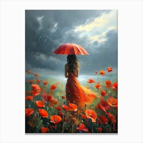 A Woman In A Field Of Red Poppies Pt. 2 Canvas Print