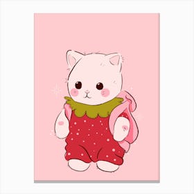 Strawberry Kitty - Kawaii Canvas Print