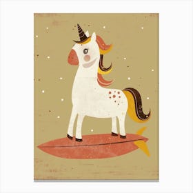 Unicorn On A Surfboard Muted Pastels 1 Canvas Print