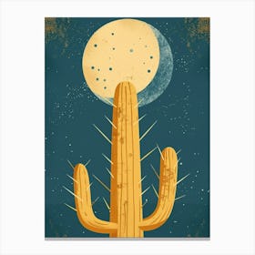 Moon Cactus Minimalist Abstract Illustration 2 Canvas Print