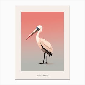 Minimalist Brown Pelican 1 Bird Poster Canvas Print