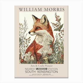 William Morris Prints Red Fox Flowers Christmas Gift Winter Vintage Canvas Print