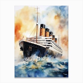 Titanic Ship Watercolour Painting 2 Canvas Print