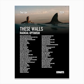 These Walls Dua Lipa - Lyrics Poster Canvas Print