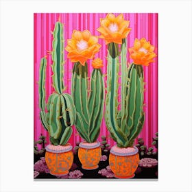 Mexican Style Cactus Illustration Notocactus Cactus 3 Canvas Print