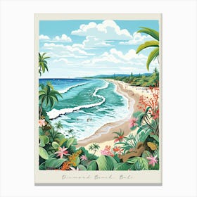 Poster Of Diamond Beach, Bali, Indonesia, Matisse And Rousseau Style 1 Canvas Print