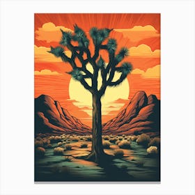  Retro Illustration Of A Joshua Tree At Sunrise 2 Canvas Print