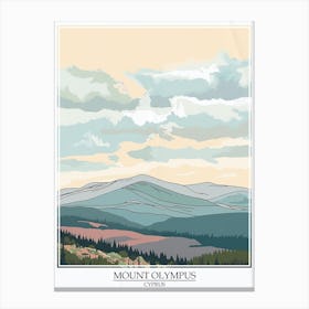 Mount Olympus Cyprus Color Line Drawing 4 Poster Canvas Print