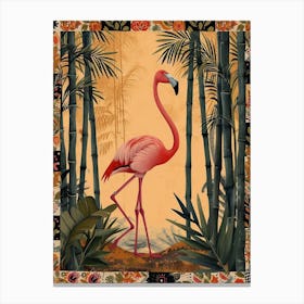 Greater Flamingo And Bamboo Boho Print 1 Canvas Print