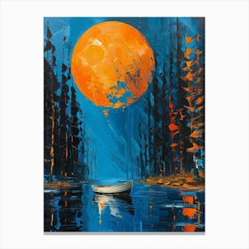 A Small White Boat Under The Golden Moon Pt. 2 Canvas Print